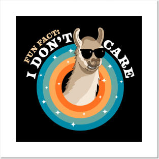 Fun Fact: I Don't Care | Funny Sassy Llama Alpaca Sarcastic Posters and Art